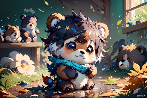 ((top-quality)), ((​masterpiece)),splash00d、chibi bear、(cute little:1.6)