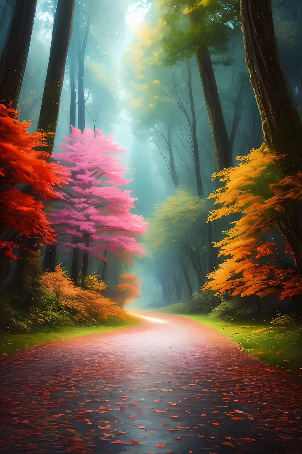 masterpiece, best quality, high quality,extremely detailed CG unity 8k wallpaper, An enchanting and dreamy scene of a fantasy forest, with towering trees, glowing mushrooms, and hidden fairy glens, creating a sense of mystique and enchantment, artstation, digital illustration, intricate, trending, pastel colors, oil paiting, award winning photography, Bokeh, Depth of Field, HDR, bloom, Chromatic Aberration ,Photorealistic,extremely detailed, trending on artstation, trending on CGsociety, Intricate, High Detail, dramatic, art by midjourney