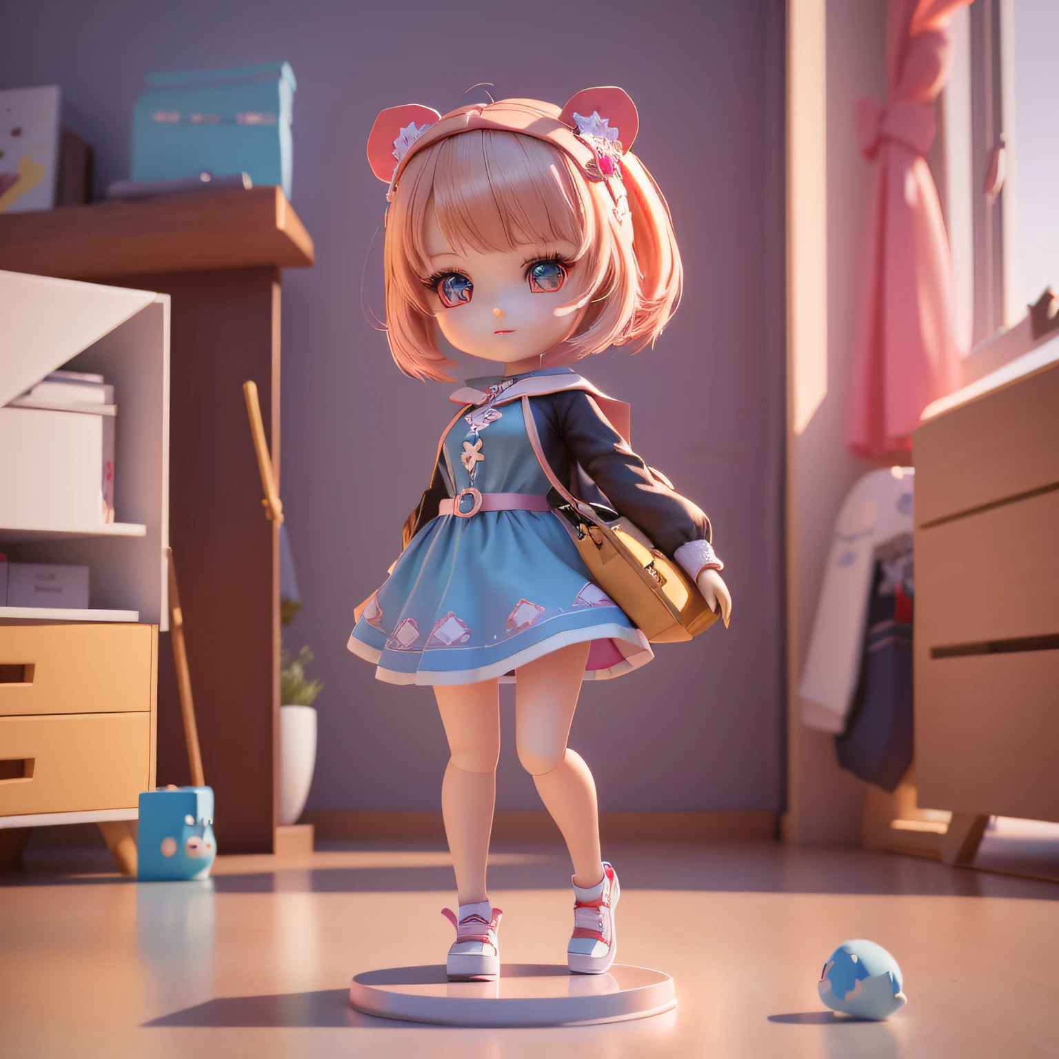 На столе стояла кукла, render of a cute 3D аниме девушка, милый 3D  рендеринг, 3d в стиле аниме, реалистичный аниме 3D стиль - SeaArt AI