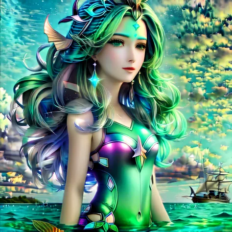 mermaids，the sea，k hd，colored sky，s the perfect face，illustration