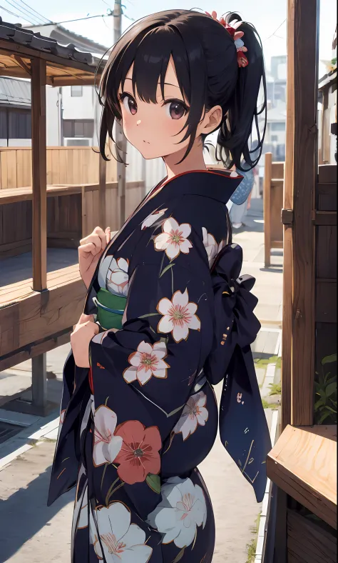 one girls, kimono、yukata、skyrocket