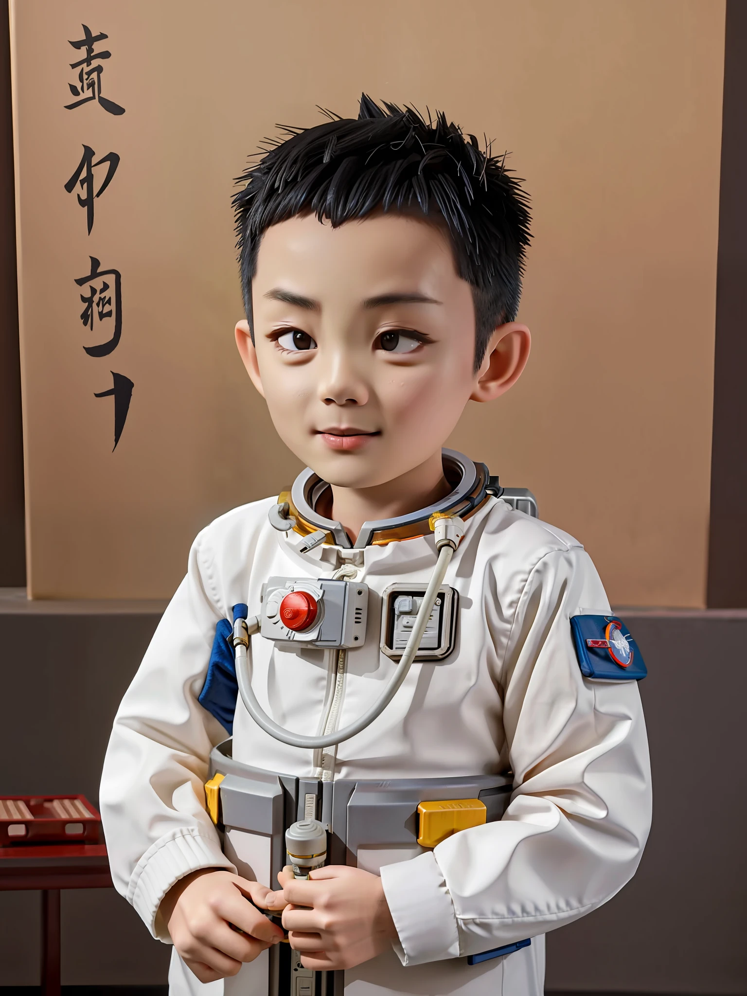 Spiked Hair, Chinese child, astronaut, moon, exploration, 3 years old