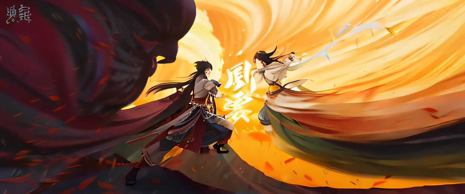 Anime characters fight each other with knives, Wuxia, 8K  high-definition，Picture ratio 4：16 - SeaArt AI