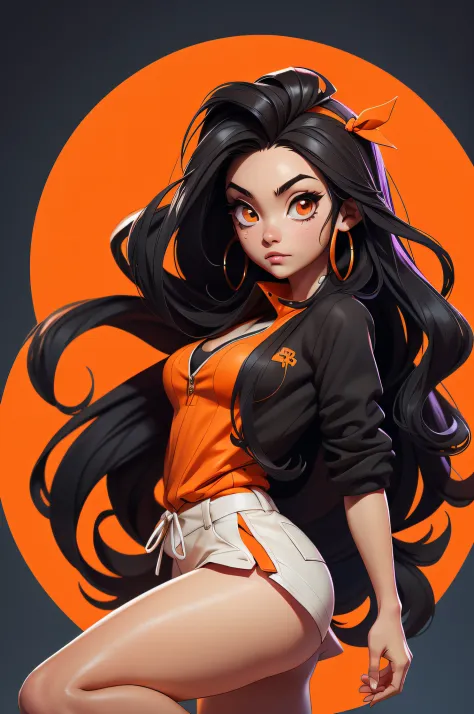 one girl, nezuko, demon slayer character, long messy hair, orange and black hair, long hair, 4k picture quality, realistic pictu...