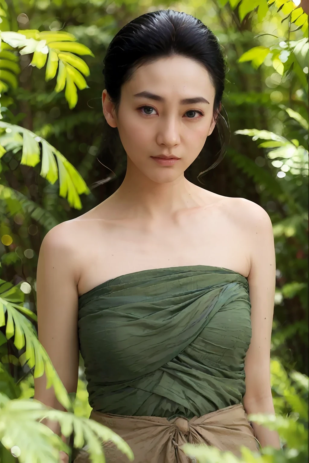 arafed asian woman in green dress posing for photo, wenfei ye, 2 4 year old female model, xintong chen, Xuehe, gemma chen, photo of slim girl model, Big underwear, Flat chest, Lulu Chen, gorgeous chinese model, Cheng Weipan, Minimum Law, Ruanjian, Xision Wu, japanese model