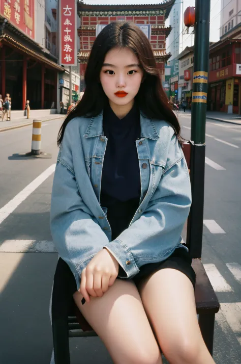 masterpiece, raw photo, film photo,   90s flash photo,  best quality,
1girl, china town, beautiful girl, sit front of camera, 
R...