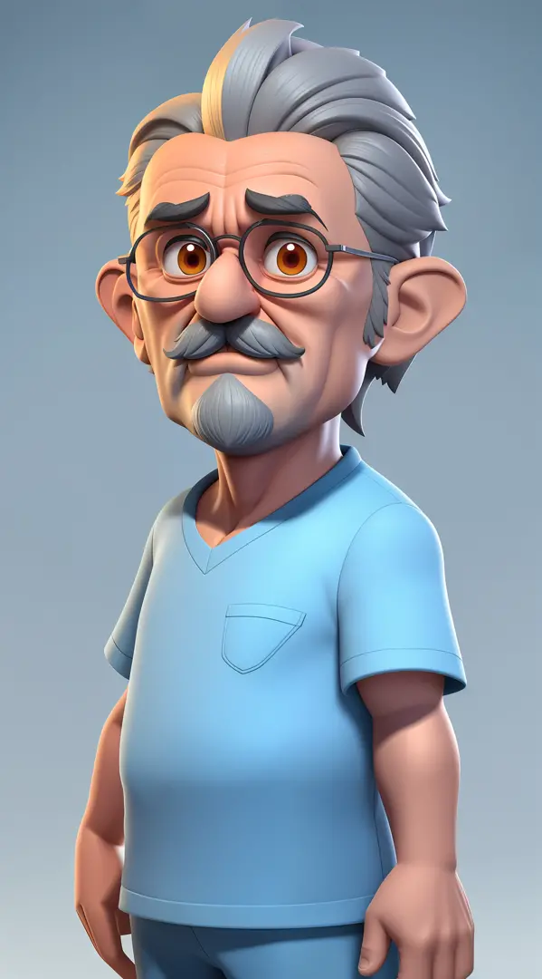 A cartoon character of a man with a mustache and glasses, 3d render senior artist, 3 d render stylized, highly detailed character, stylized 3d render, 3d character realistic, 3 D rendering character art 8 K, 3 d character render, 3 d character, 3d characte...