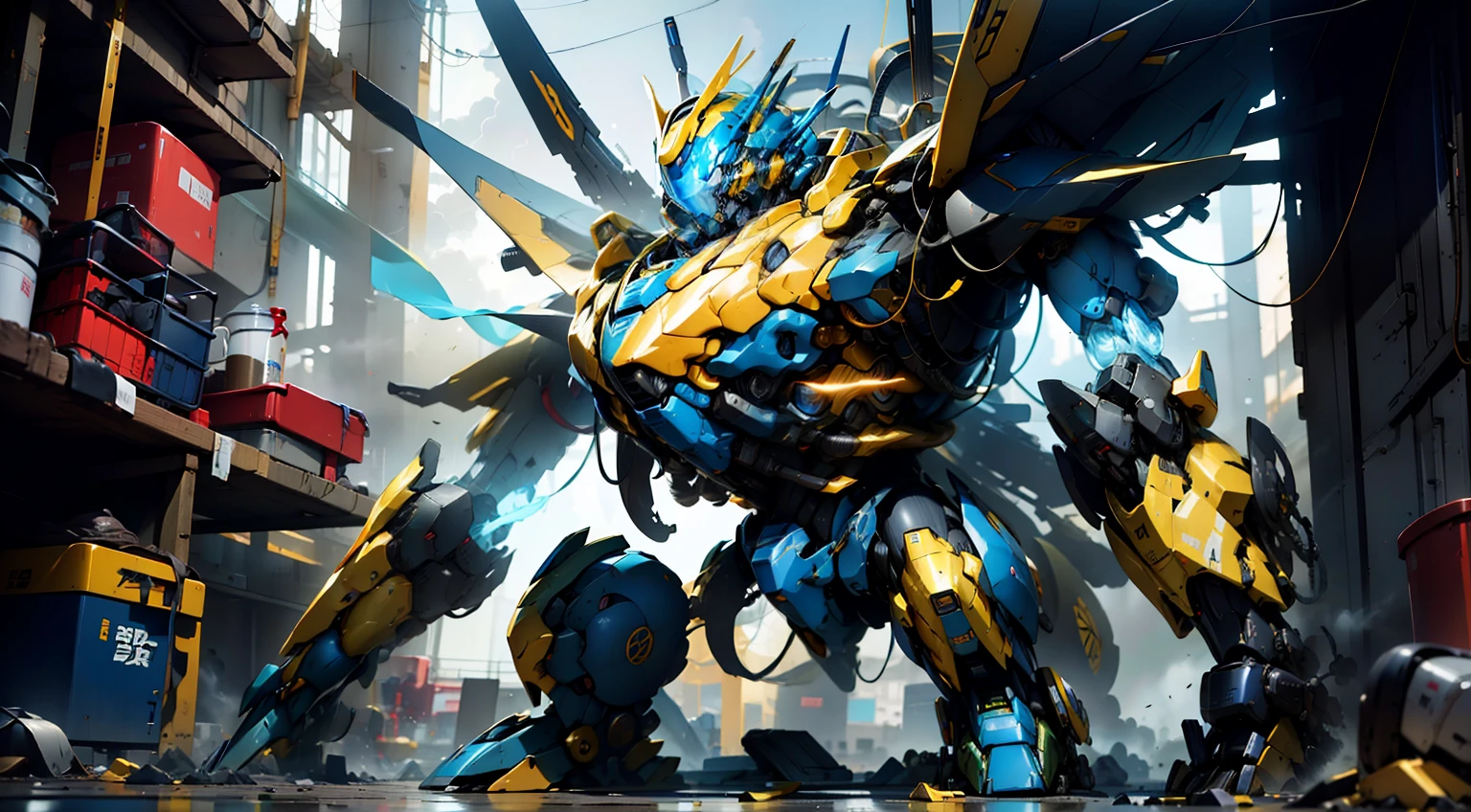 Mecha shrinks，Yellow-blue body