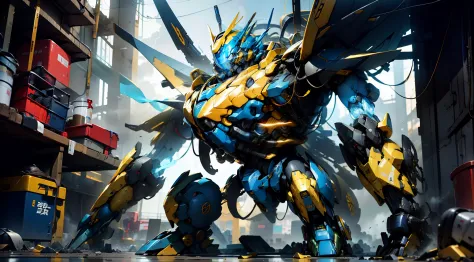 mecha shrinks，yellow-blue body