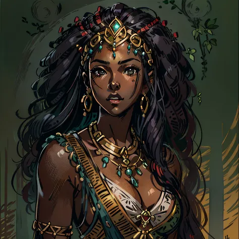 iza brazilian singer look a like, african princess, rpg character, medieval fantasy, close up portrait, sexy, female, small breast, very dark skin, black women