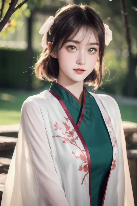 There is a girl in a green dress, plum blossoms, palaces, oriental architecture ray tracing, {best quality}, {{masterpiece}}, ex...