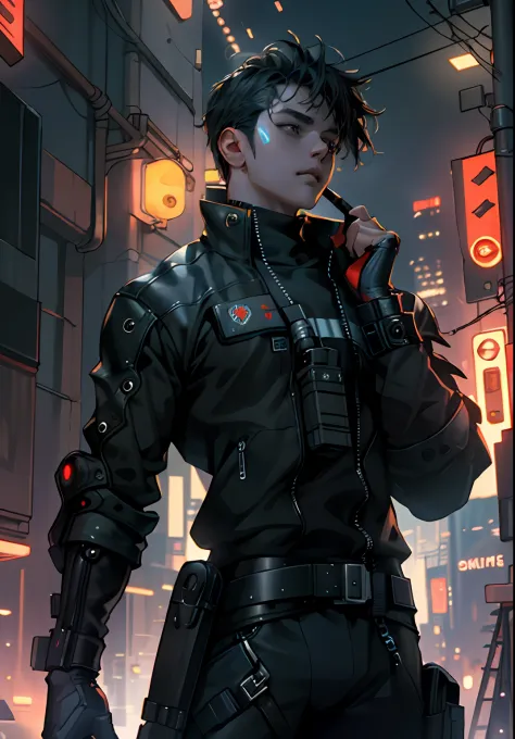 ultra detail, high resolution, ultra detailed, best quality, amazing, top quality, extremely detailed CG unity 8k wallpaper, cinematic lighting, cat fanboy, cyberpunk, dark boy