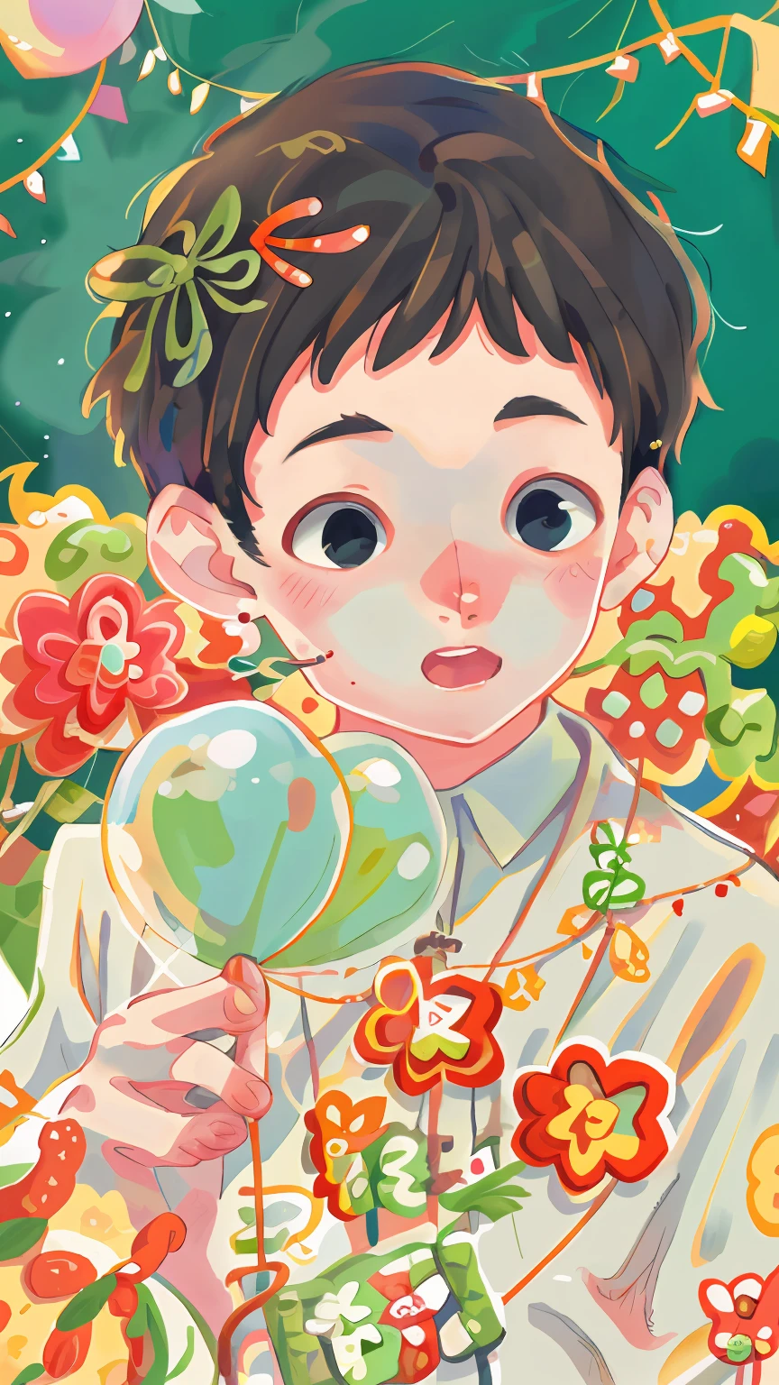 A boy, zoo, many balloons, happy, happy, perfect quality, clear focus (clutter - home: 0.8), (masterpiece: 1.2) (realistic: 1.2) (bokeh) (best quality) (detailed skin: 1.3) (intricate details) (8K) (detail eyes) (sharp focus), (happy)