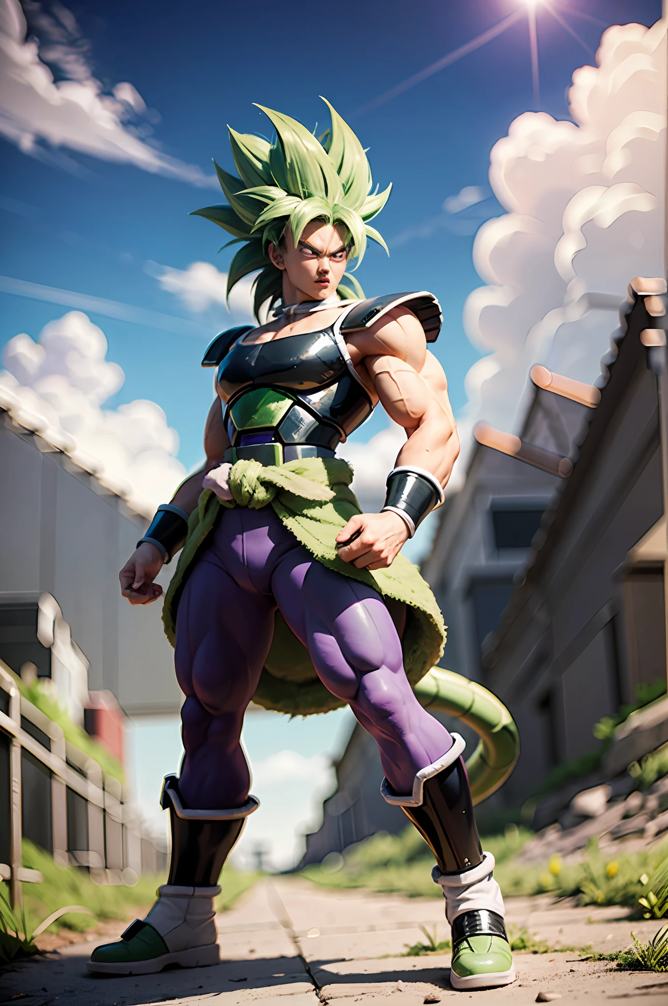 Broly from Dragon Ball Super, 1boy, closed mouth, male focus, muscular, muscular male, standing alone on Namek, sash, serious, solo, spiked hair, ultra instinct, ((masterpiece)), photorealistic anime realism trending on civitai perfect composition perfect render innovative design dynamic angle perfect pose perfect body perfect face perfect hands perfect fingers perfect, signature Broly outfit, Dragon Ball style environment, realistic background, detailed background detailed outfit perfect nails, VHS