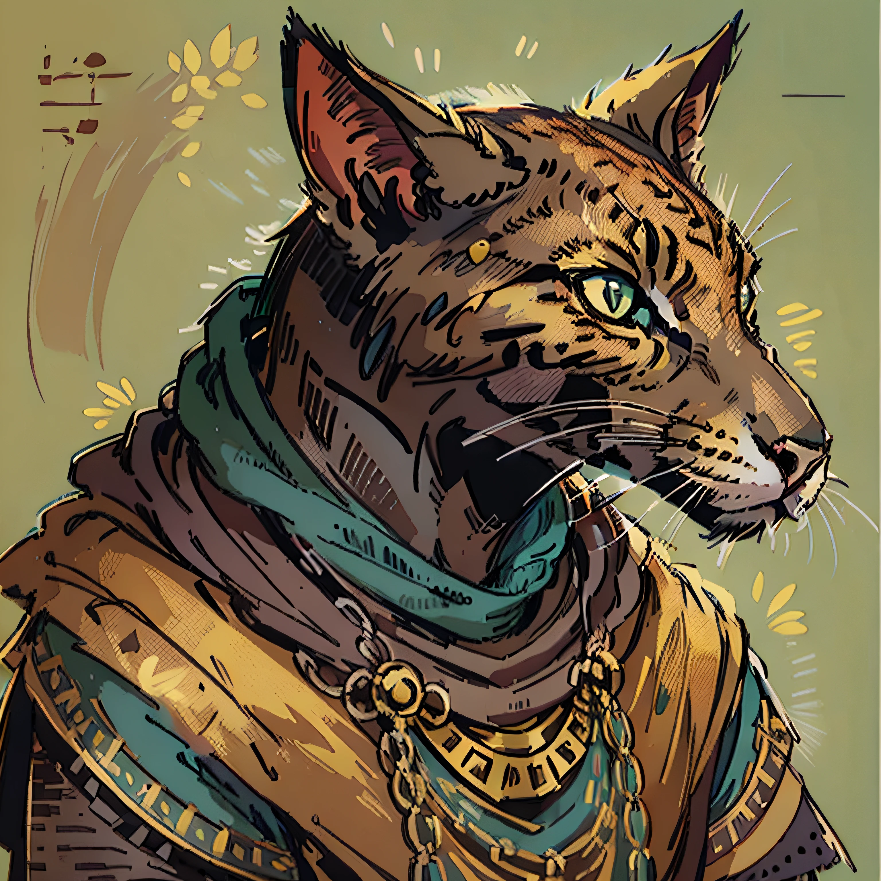 tabaxi rpg race, anubis Egyptian inspiration, cat face humanoid, villager, commom clothes, , character, medieval fantasy, close up portrait