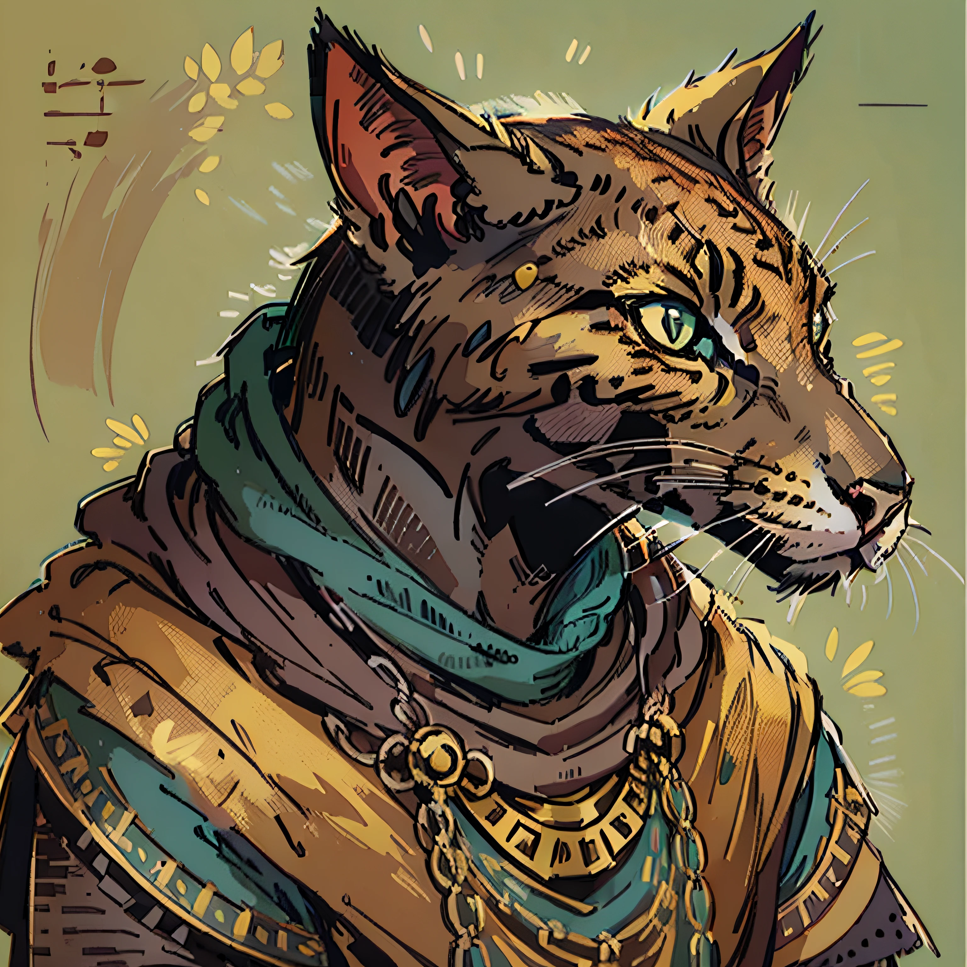 course de RPG tabaxi, Anubis inspiration égyptienne, visage de chat humanoïde, villageois, vêtements commom, , personnage, fantaisie médiévale, portrait en gros plan