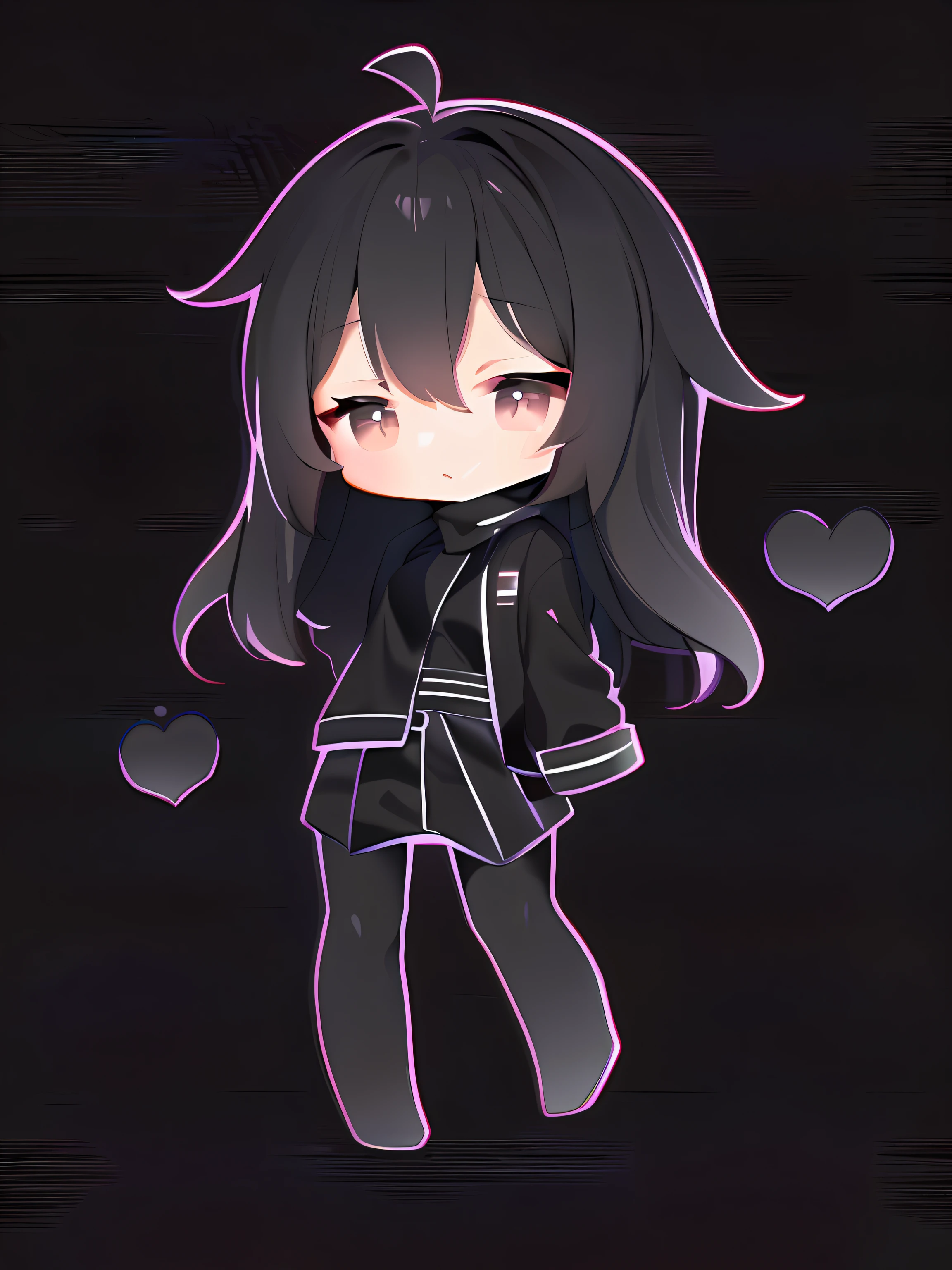 A cartoon girl with long black hair and a black jacket - SeaArt AI