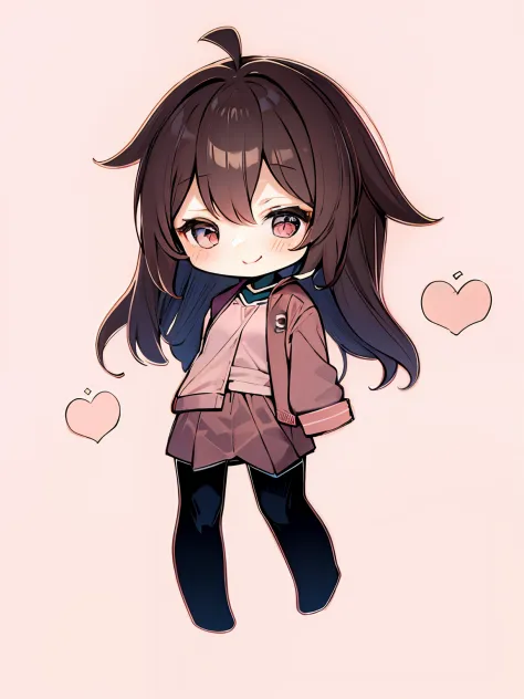 Anime girl with brown hair and pink jacket