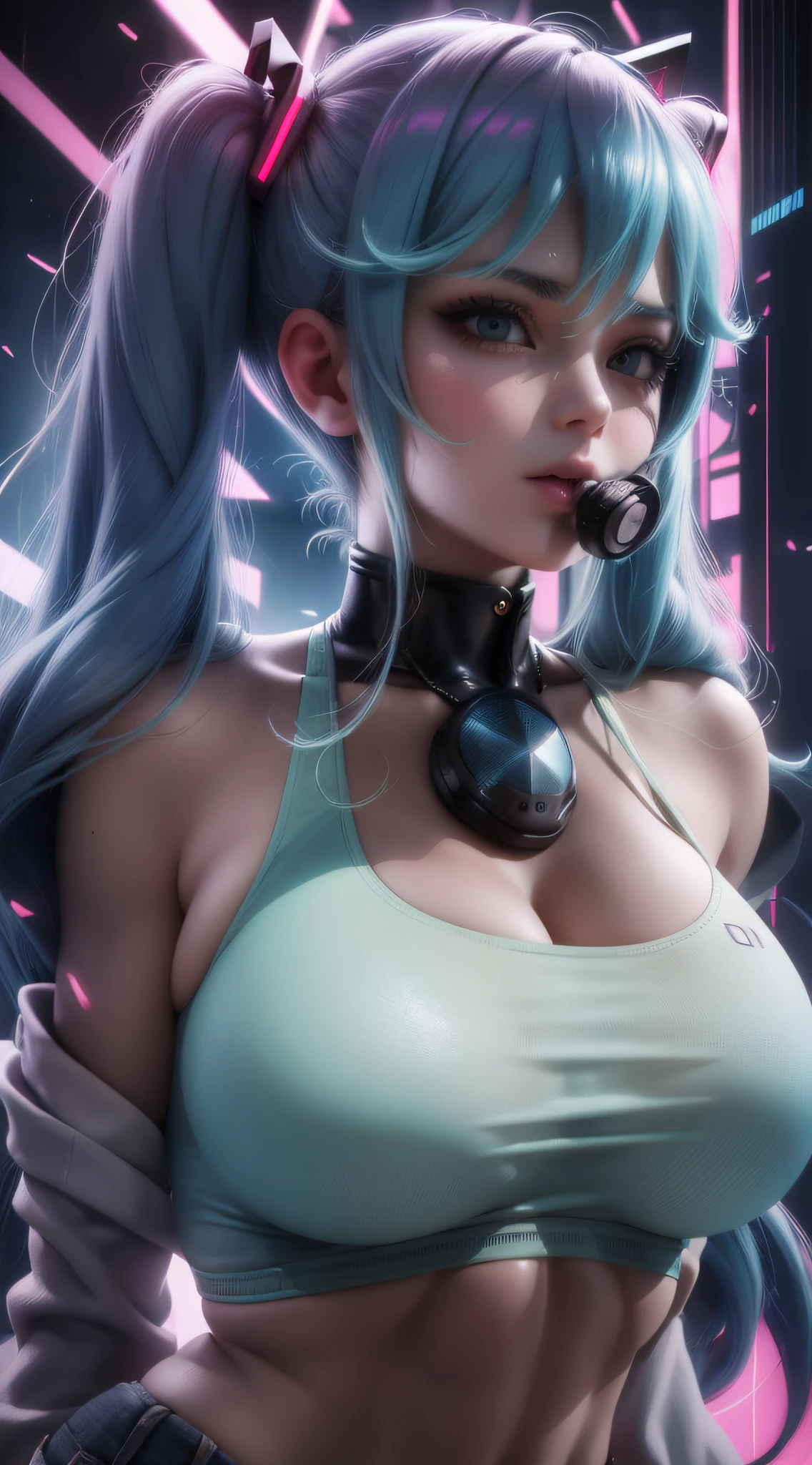 Big seins Hatsune Miku，visage extrêmement détaillé，fait du sport bien，pantalon plus court，collants，corps entieresbienne，Rendu réaliste de Vista Unreal Engine 5，（（longitudinal：1.2））， Général Raiden， vêtements détaillés， Vêtements blancs， frange émoussée， Nattes， （：1.1），， kimono à manches larges， ornements de cheveux， vêtements japonais blancs， （ceinture rouge：1.4）， （Cheveux de couleur violette：1.4）， Cheveux très longs， cheveux raides， Visage détaillé， au visage froid， （mâchoire lisse：0.85）， Garde ta bouche fermée， cils longs， des yeux perçants et perçants， je regarde le spectateur， de beaux yeux， Yeux détaillés， sourcils épais，fard à paupières rouge，yeux symétriques，（ulzzang-6500：0.7），une jupe，（par le bas：1.1），（Ville cyberpunk：1.4），Du côté Côté，（Le toit：1.5），（Les étoiles\（CielCiel）：1.3），cartographie des photons，rendu basé sur la physique，Photos brutes，arrière-plan très détaillé，Une haute résolution，transparent，beau visage，Le haut du corps est un muscle maigre super réaliste et super plus grand_seins！！avec des seins_Le type de melon，Les bas sont d&#39;énormes hanches，corps brillant et mouillé