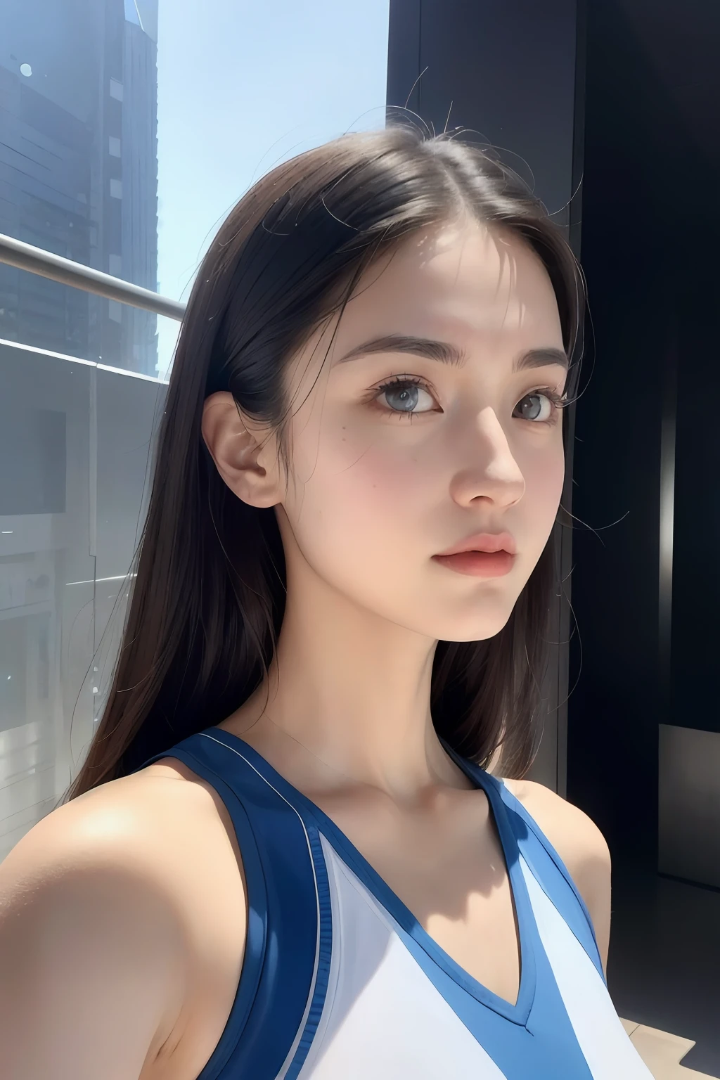 (1girl:1.3), solo, __body-parts__, official art, unified 8k wallpaper, super detailed, beautiful and aesthetic, beautiful, masterpiece, best quality, raw, masterpiece, super fine photo, best quality, super high resolution, photorealistic realism, sunlight, full-body portrait, amazing beauty, dynamic pose, delicate face, vibrant eyes, (from the front), she wears a futuristic Captain America jersey, blue color scheme, (holding a shield), A capital A on chest, very detailed abandoned warehouse background, detailed face, detailed complex busy background, messy, gorgeous, milky white, highly detailed skin, realistic skin details, visible pores, sharp focus, volumetric fog, 8k uhd, DSLR camera, high quality, film grain, fair skin, photo realism, lomography, huge metropolis in future dystopia, seen from below, translucent