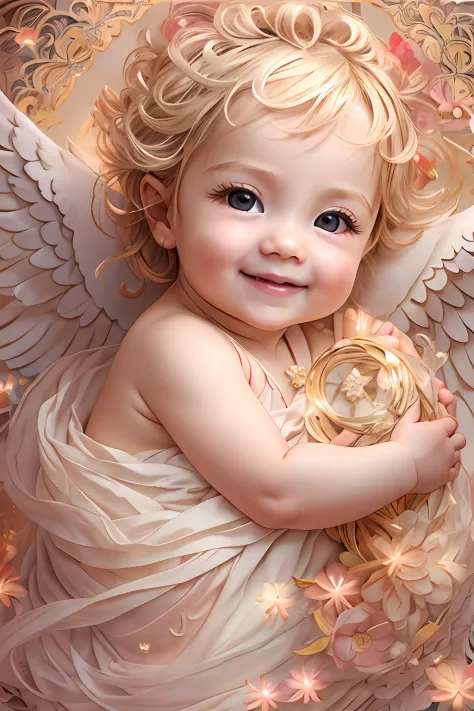 Blessings of Angels､Bright background、heart mark、tenderness､A smile、Gentle､Baby Angel､turned around、rome