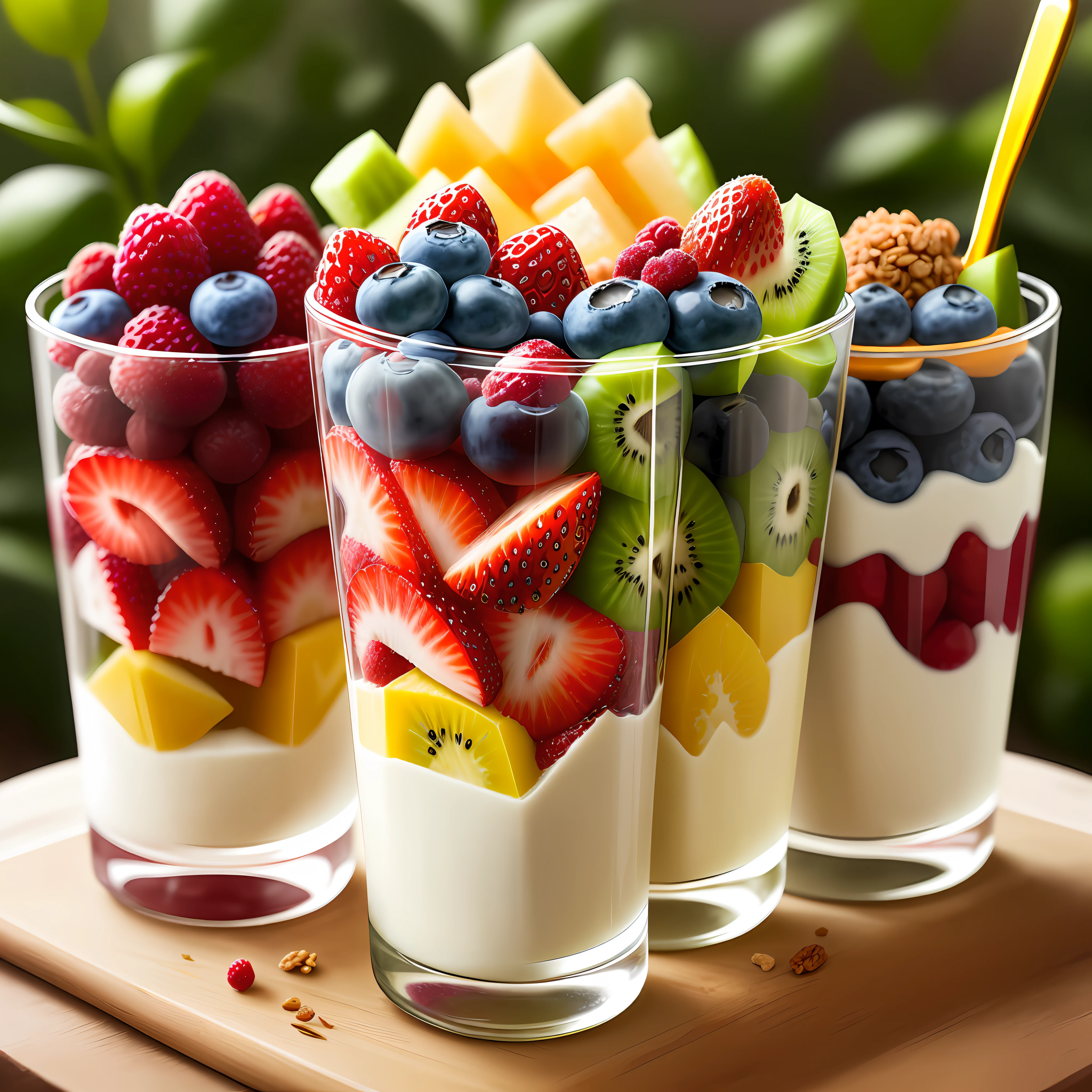 Clear! Here is a visual description of the Yogurt and Fruit Parfait
