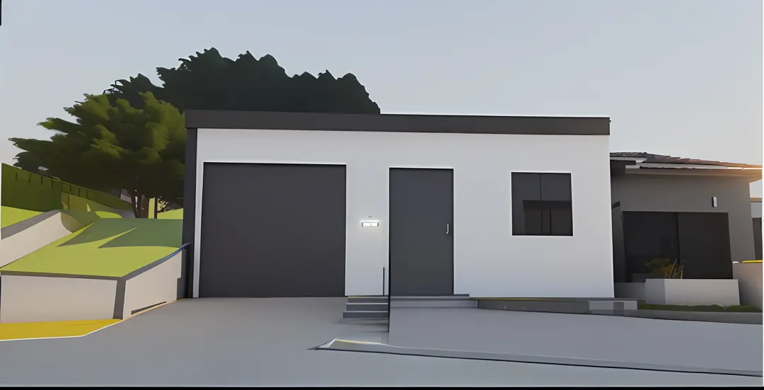 There is a picture of a house with a skate ramp, renderizar 3 d, altamente renderizado!!, Final 3D rendering, 3d final render, em estilo de realismo simplificado, pre-rendered, 2 d render, semi-realistic rendering, 3d final render, finalrender, em frente a...
