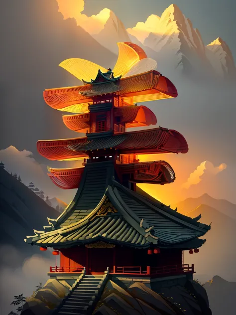 Chinese style buildings in the mountains
(((Masterpiece))), (((Best quality))), ((Ultra-detailed)),(Detailed light),((An extreme...