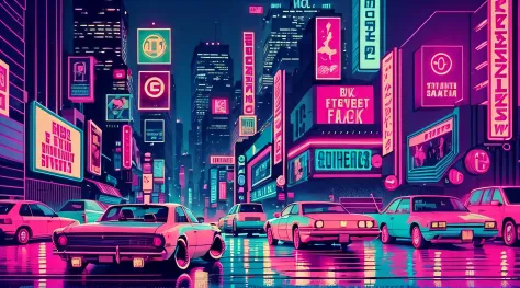 color full, street of nova york, 4k, noite, cidade vazia, zebracross, cyberpunk, neon, retro