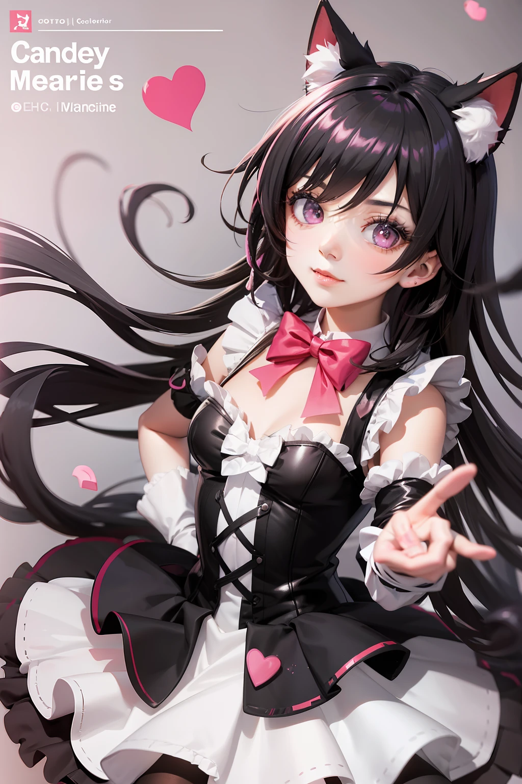 Havia uma mulher fantasiada segurando um bastão de caramelo, cosplay de um catboy! empregada doméstica! vestir, Garota Mágica Negra, preto branco rosa, anime cat girl in a empregada doméstica costume, style of mágico girl, preto branco rosa pastel, Cosplay de garota de anime, mágico , portrait of mágico girl, cosplay de anime, rococó preto, cosplay elegante e glamoroso, Roupas de alta qualidade，pôster para，personagem