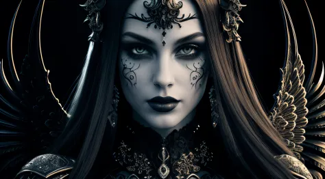 ornate, intricate details, beautiful dark angel, beautiful face, gothic style, hyper-realistic fantasy art, digital illustration...