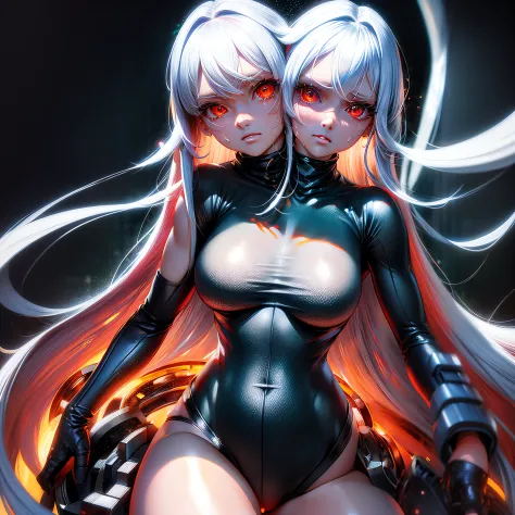 (highly detailed 8k wallpaper), best resolution, (2heads:1.5), 2heads, anime girl with two heads, white hair, red eye,(masterpiece, top quality, best quality, official art, beautiful and aesthetic:1.2), (1girl:1.3), (fractal art:1.3),absurd, masterpiece, b...