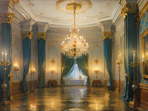((Ballroom)), ((candles)), (columns), chandeliers), (crystal), (marble), (gold details), (curtains), (19 century), (Renoir), (ma...