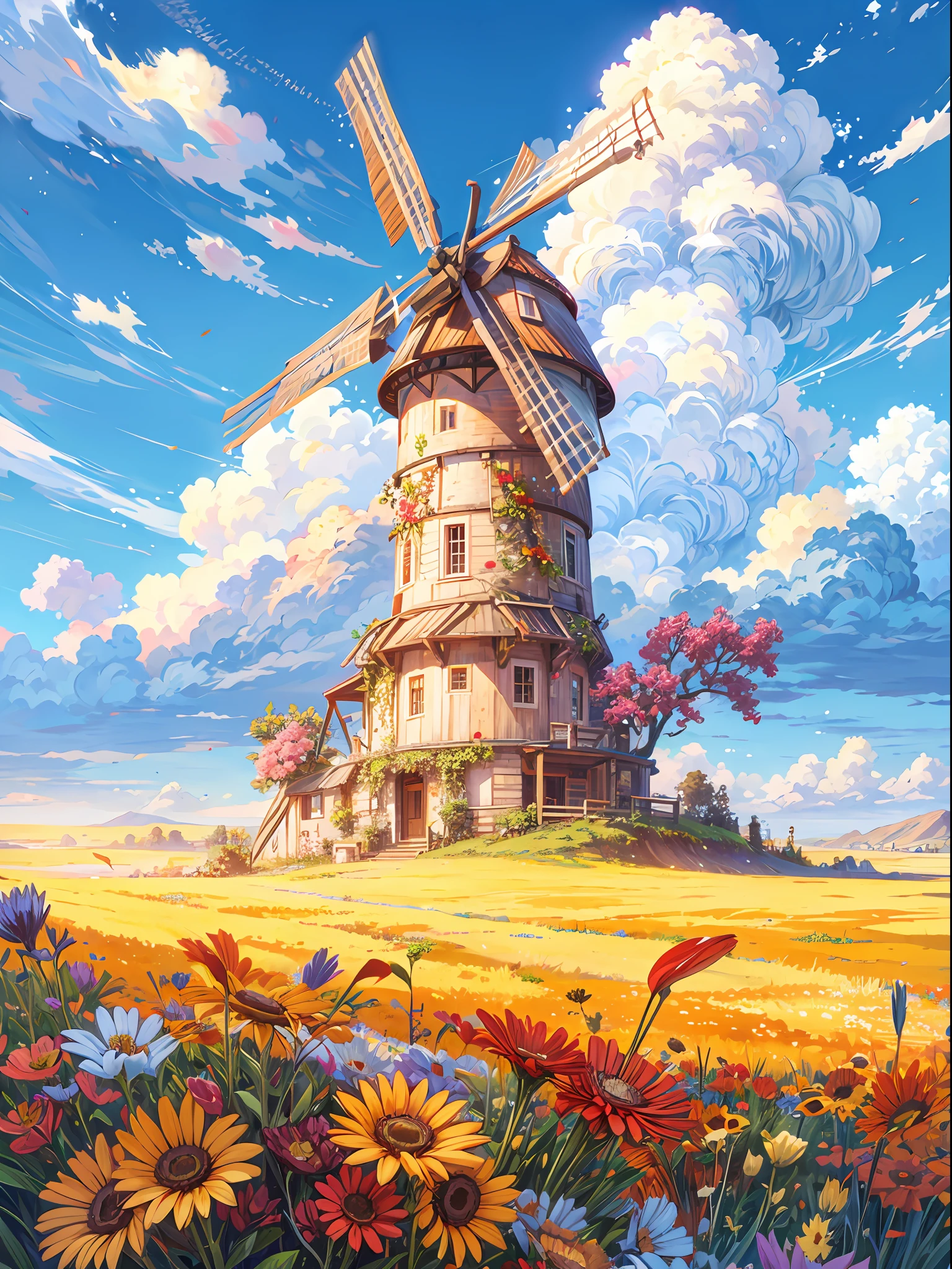 Anime Style Windmill Clipart Sublimation Grafik Von takebydesign · Creative  Fabrica