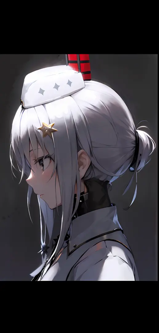 anime girl with a hat on her head looking at something, from girls frontline, Fine details. Girl Front, Girls Frontline CG, whit...