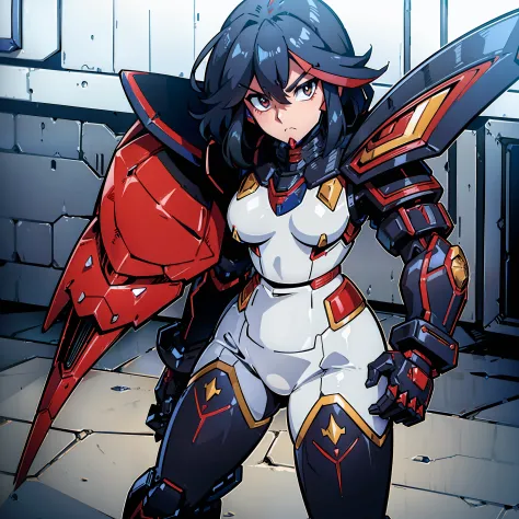 "(Large red royal cape:1.2),(Armored Gundam cape:1.2) over-the-shoulder cape"