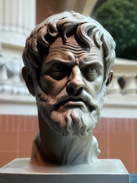 aristotle statue only the angry face