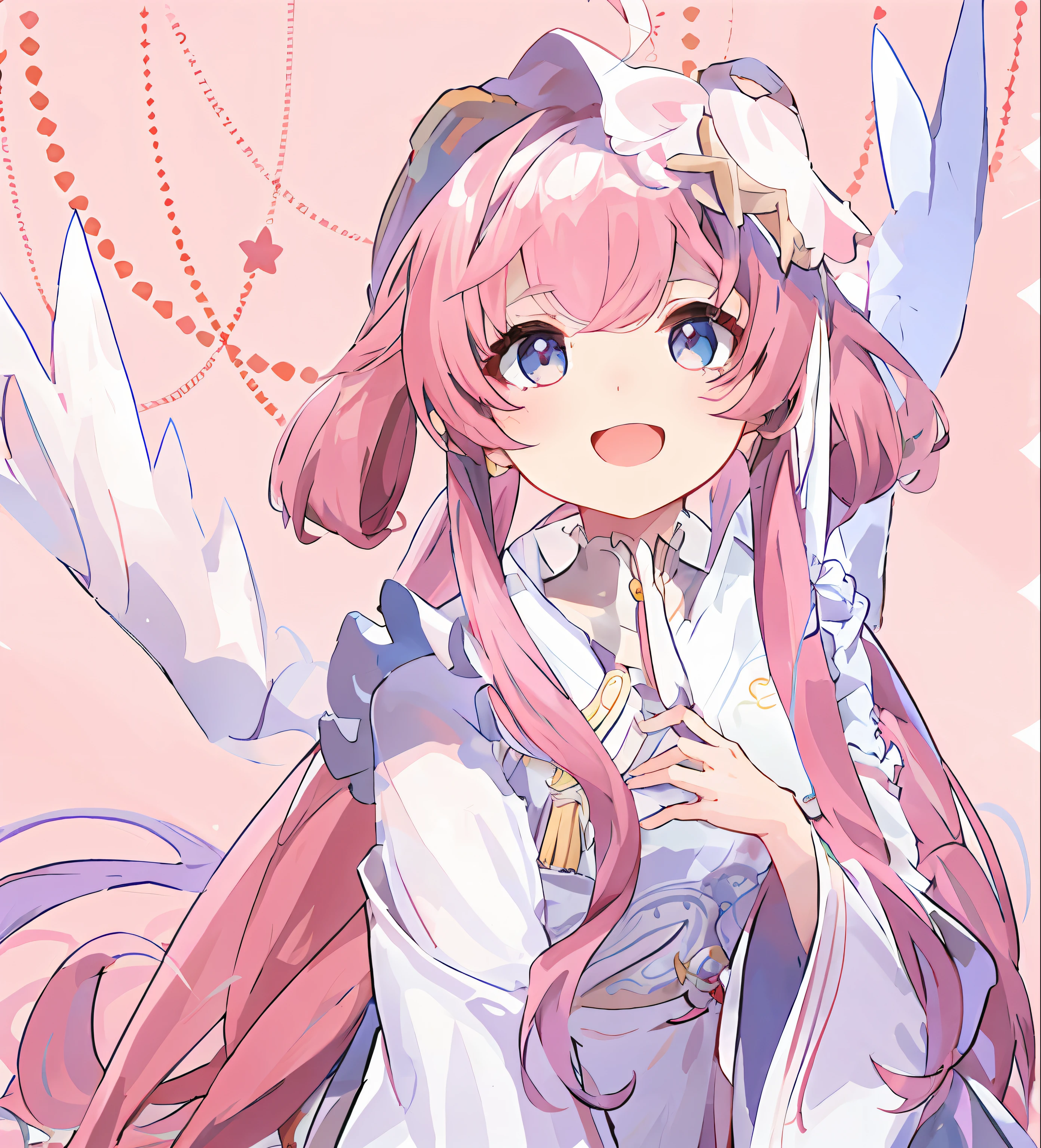 anime girl with long pink hair and a white dress, Anime goddess, portrait of magical girl, madoka kaname, Sakura Kinomoto, Marin Kitagawa fanart, ethereal anime, cute anime waifu in a nice dress, zerochan art, Loli, (Anime girl), pretty anime girl, pink twintail hair and cyan eyes, Pisif, Anime princess