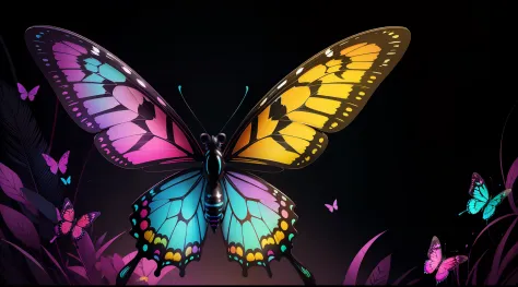 brightly colored butterfly with black background and shadow, butterfly, harmony of butterfly, butterfly wings, butterfly pop art, beautiful digital art, colorful hd picure, beautiful opened wings, beautiful gorgeous digital art, realistic colorful photogra...