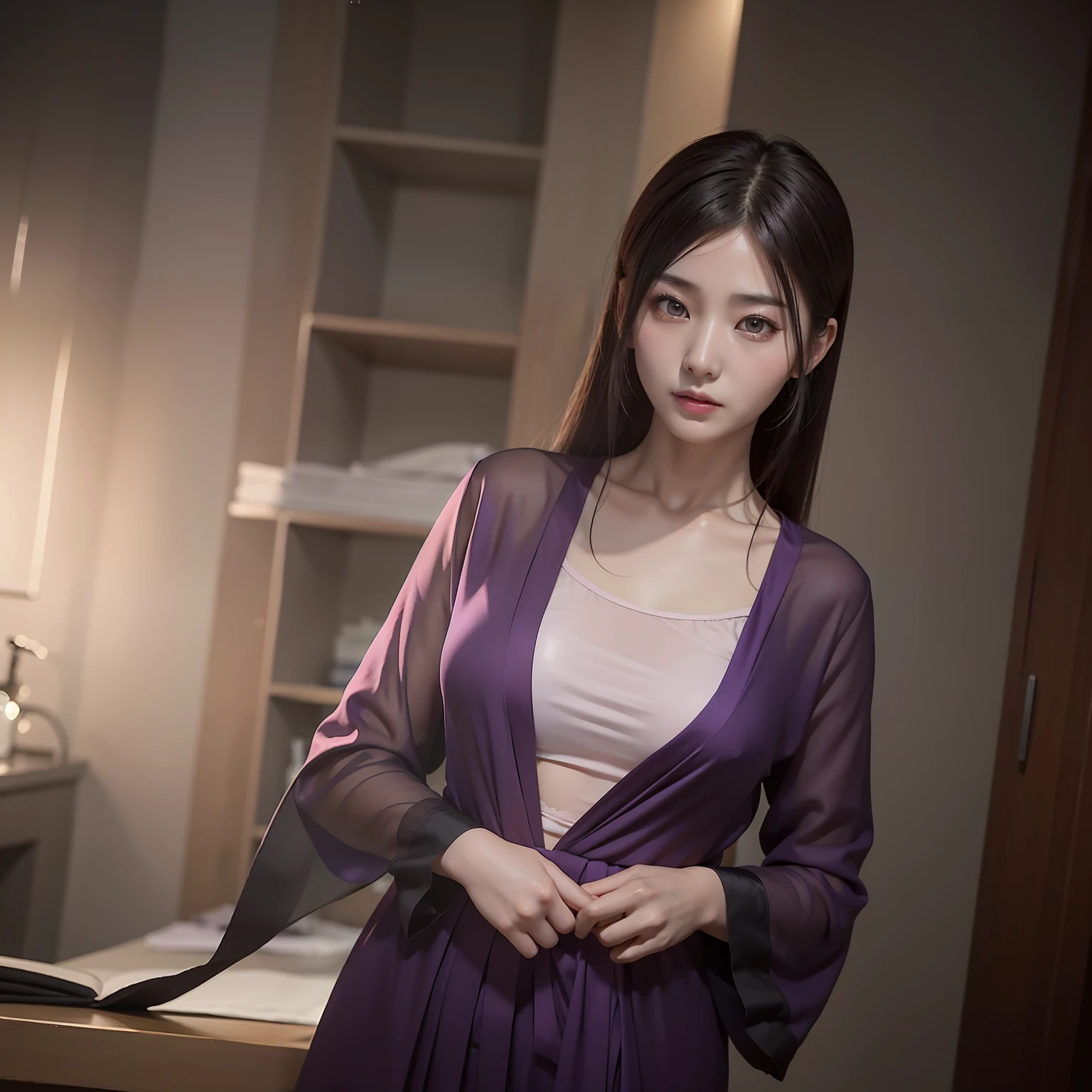 Cela n&#39;a pas pris longtemps，Xiaoyu est de retour，À l&#39;heure actuelle, Pas seulement le nettoyage，Il s&#39;est également changé en robe violette。。。。。。。。，lingerie en dentelle rose，Xiao Yu, La silhouette d&#39;une robe robuste, Le corps est rebondi et délicat，La taille est aussi fine qu&#39;une abeille，laver，Soie noire fluide，Il a l&#39;air radieux，Magnifique extraordinaire，Voir Xiao Nanfeng, Il était fasciné。