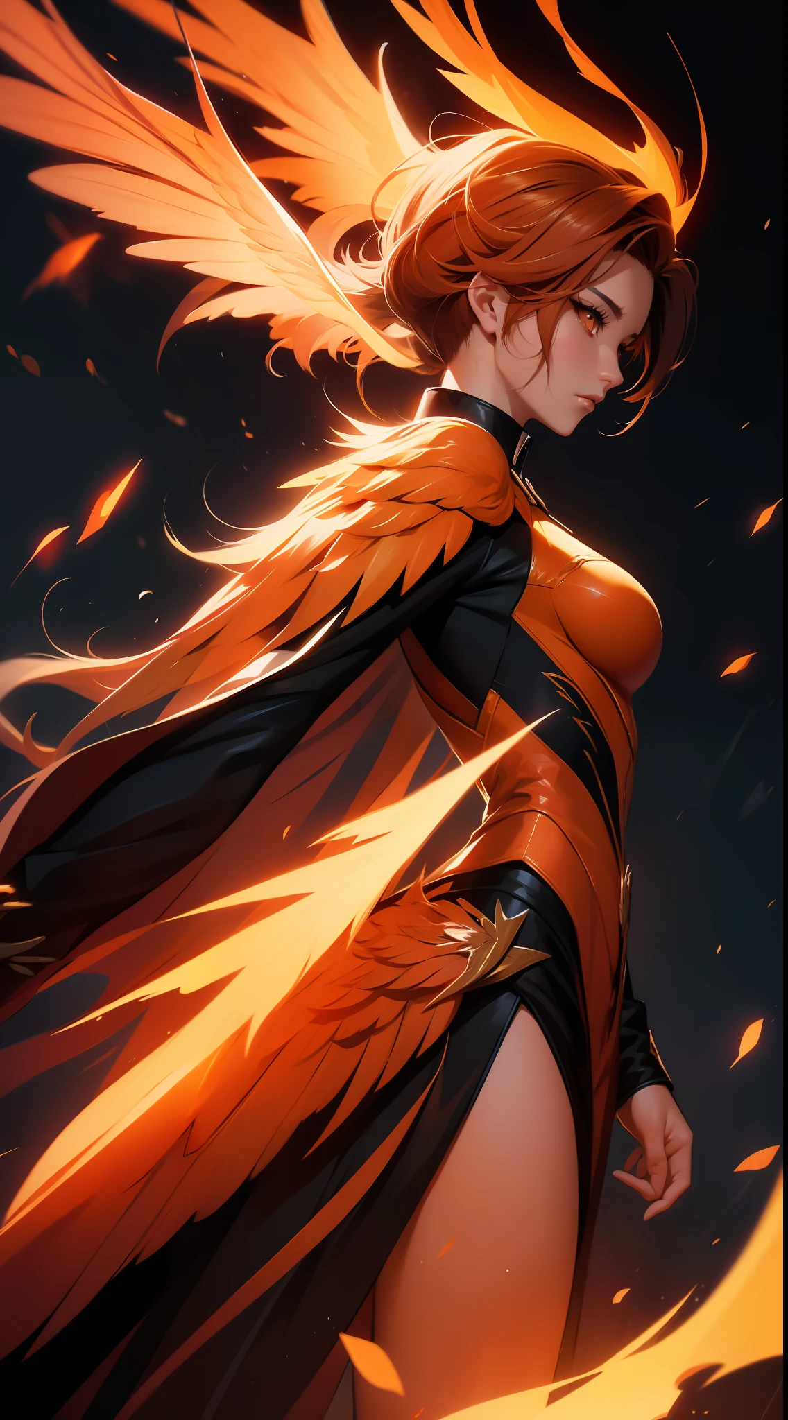 brosse douce, (peinture numérique:1.2), Gros plan sur le Phoenix Firebird, (fond noir), par artgerm, art conceptuel, (cohérent: 1.3), tendance sur artstationh, Photoshop, excellente compo, ambiance cinématographique, éclairage cinématique dynamique, Esthétique, très inspirant, art et essai