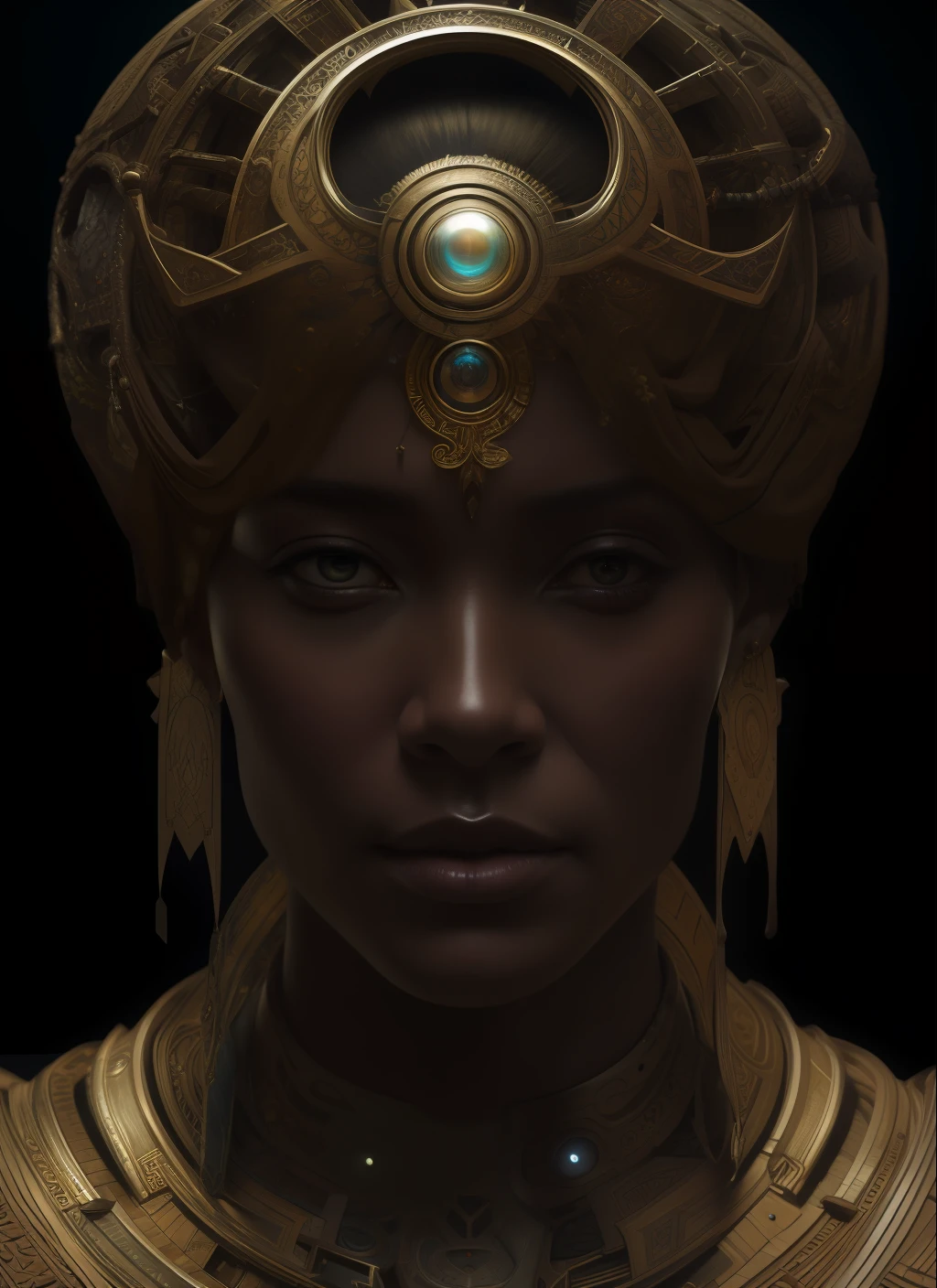 a hyper realistic character concept art of a beautiful african tribe woman, 4K symmetrical portrait,character concept art, oilpainting, Rendered in Octane,trending in artstation, cgsociety, 8k post-processing highly detailed,Junji Murakami, Mucha Klimt, Sharandula, Hiroshi Yoshida, Tom Bagshaw, Ross Tran, Artgerm,Craig Mullins,dramatic,Junji Murakami, moody lighting rendered by octane engine,characters 8K symmetrical arstation, cape,cinematic lighting, intricate details, 8k detail post processing, hyperealistic, octane rend, Zdzisław Beksiński style