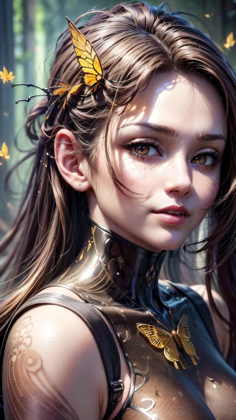((masterpiece):1.3),((best quality):1.3), (highres:1.1), ((ultra-detailed realistic image):1.3) beautiful cyborg with brown hair, intricate, elegant, highly detailed, majestic , digital photography, art by artgerm and ruan jia and greg rutkowski surreal pa...