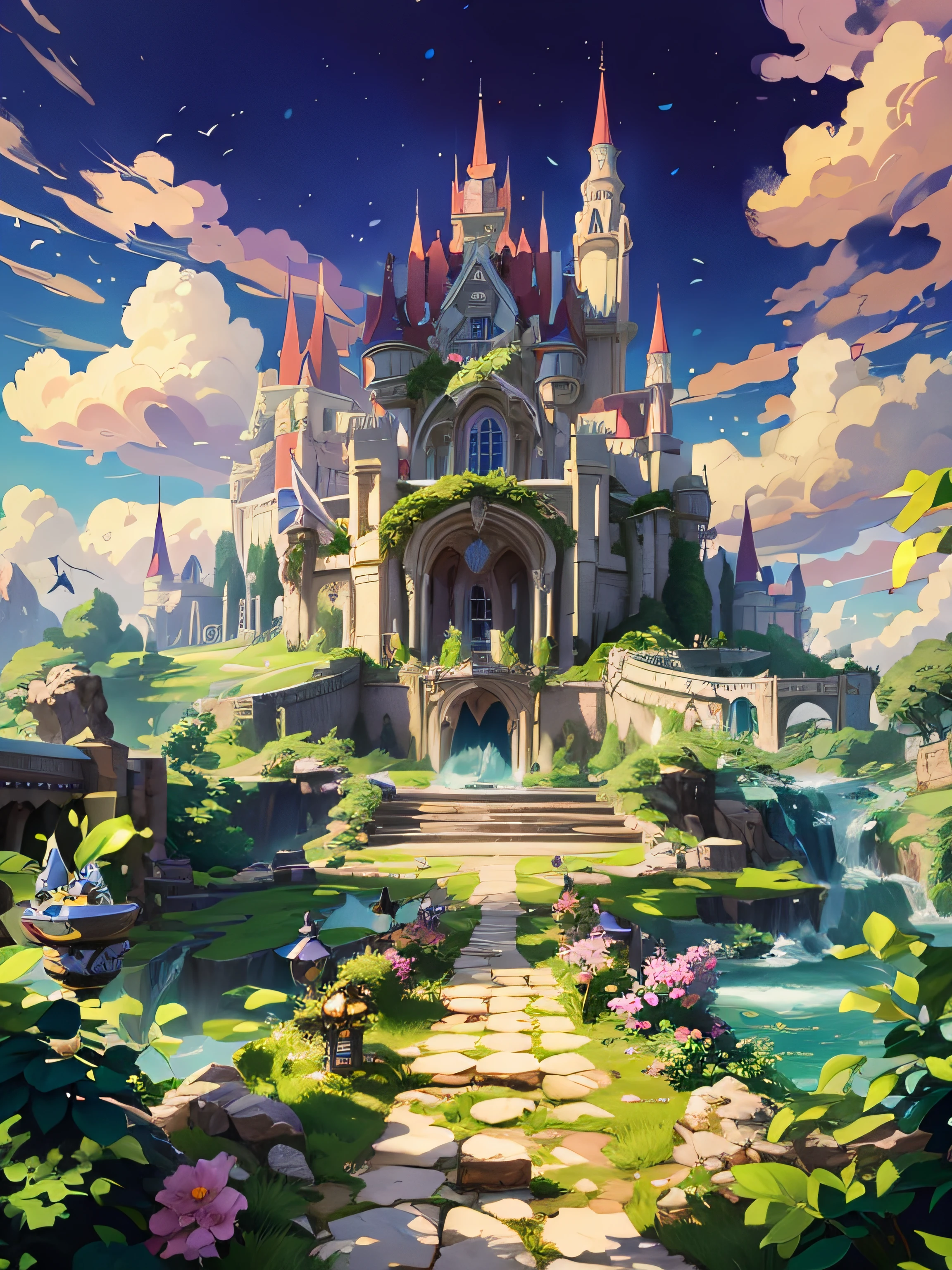 AI Art Generator: Anime Stunning view of Liones Kingdom from The Seven  Deadly sins, featuring the castle in a beautiful sunset, art by Suzuki  Nakaba, Nakaba Suzuki, Colored manga style