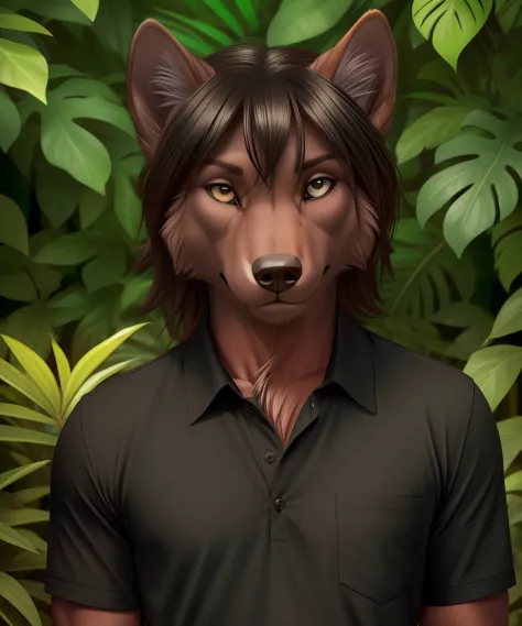 (realistic, professional photo:1.2), best quality, anthropomorphic wolf, (furry body:1.2), detailed dark fur, (detailed skin:1.2...