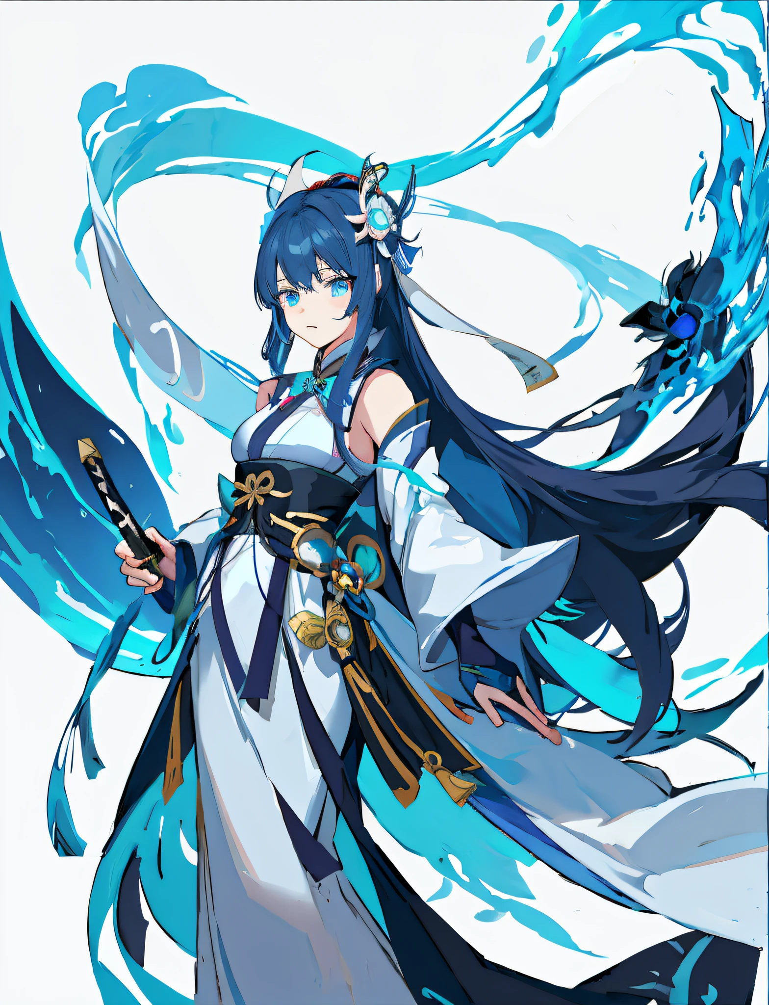 The anime character holds a sword with long pink hair and blue eyes, Onmyoji detailed art, onmyoji, Keqing from Genshin Impact, onmyoji portrait, zhongli from genshin impact, Ayaka Genshin impact, Genshin impact's character, heise jinyao, full-body xianxia, Hestia, Genshin, From Arknights，Holding a red sword，With a veil