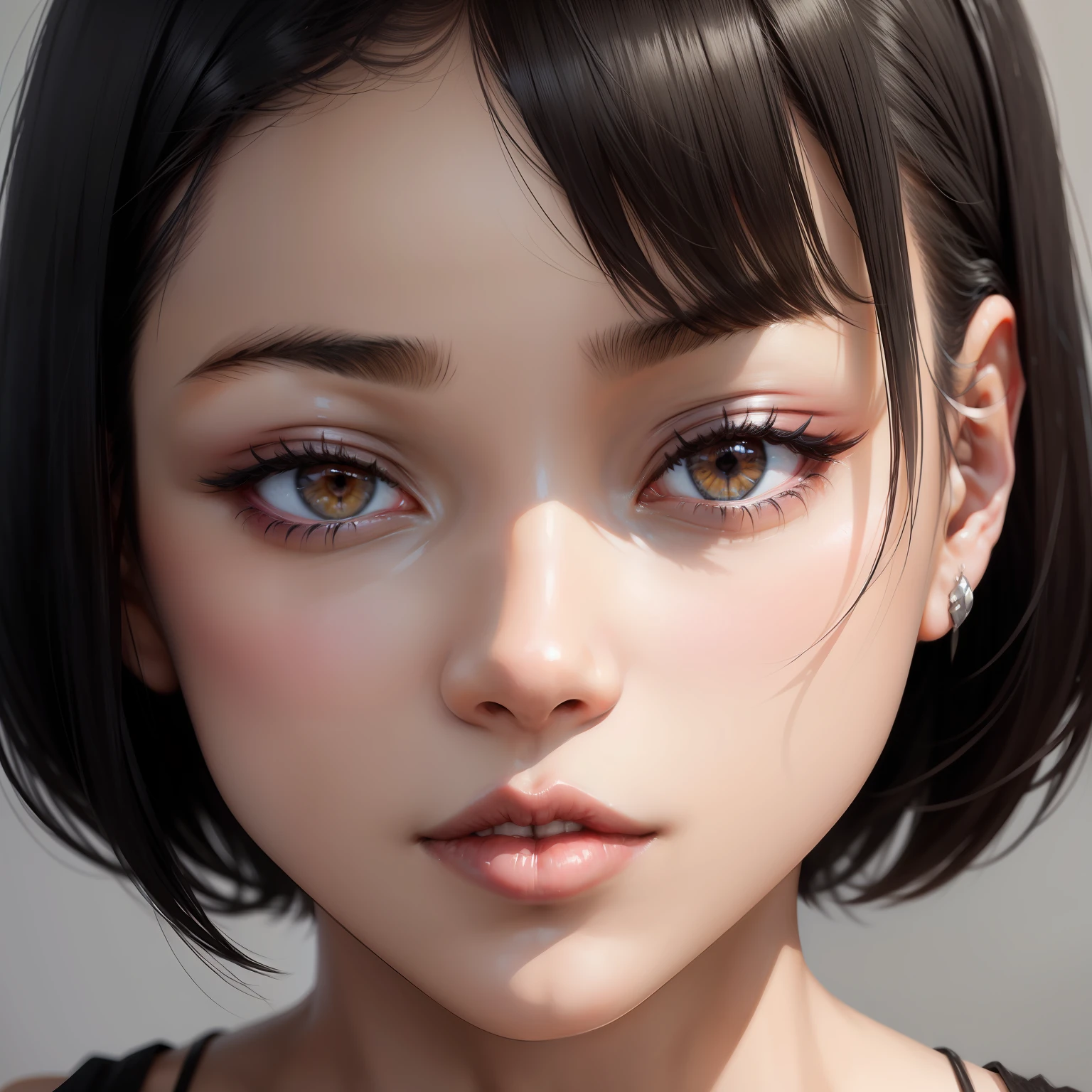 A Close Up Of A Woman With A Short Black Hair Seaart Ai 3961