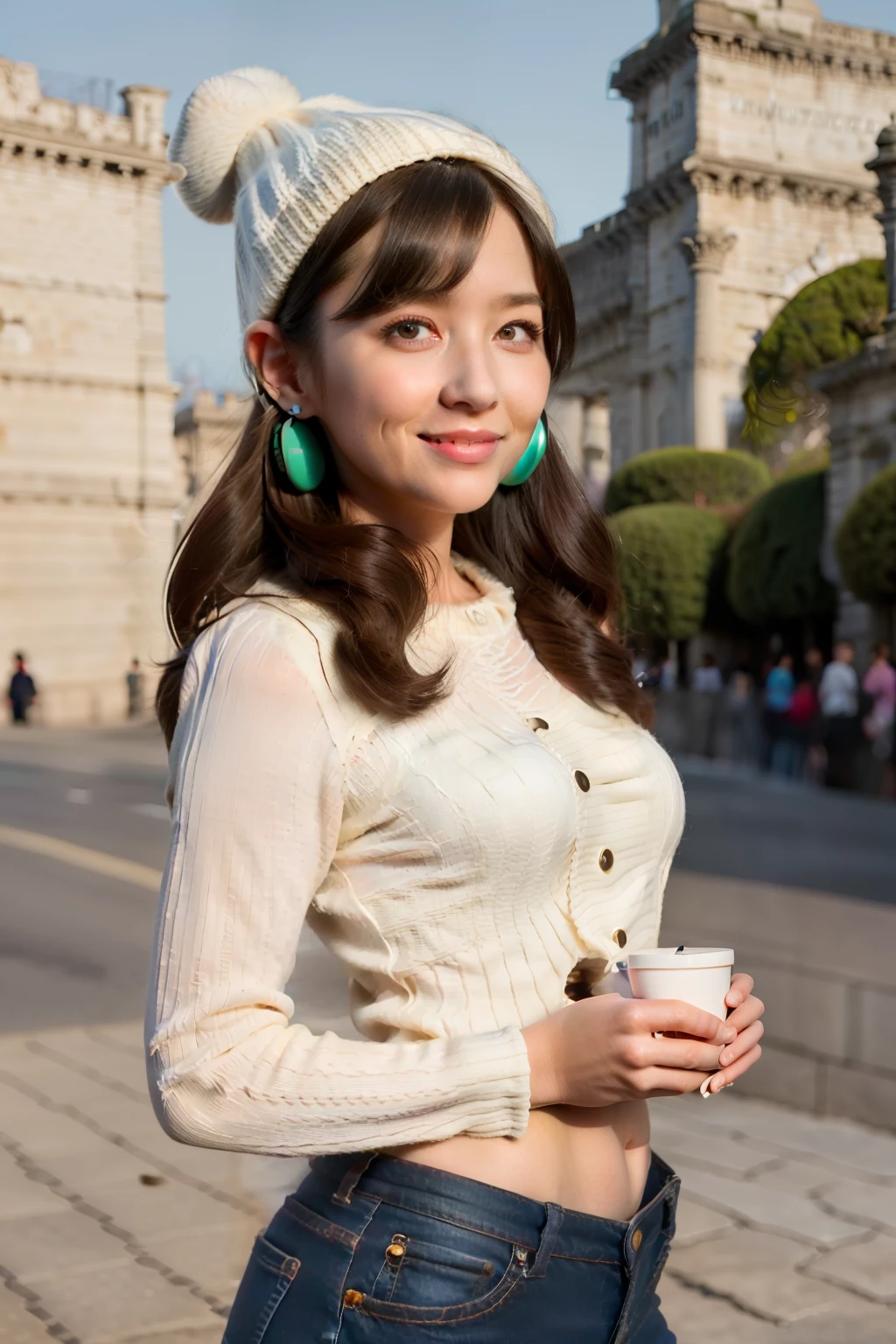 (Masterpiece),(Best quality),(Ultra-detailed), (full bodyesbian:1.2),
2girls,duo,Castel Sant'Angelo in Rome,navel,winter,Snow,crowd,Cute, Smile, Open mouth,
flower, Outdoors,Jacket, Blush,shirt, Short hair, Cherry blossoms, green headwear, Blurry, Brown hair, Blush stickers, Long sleeves, bangs, Earphone, Black hair,
(Beautiful detailed face), (Beautiful detailed eyes),