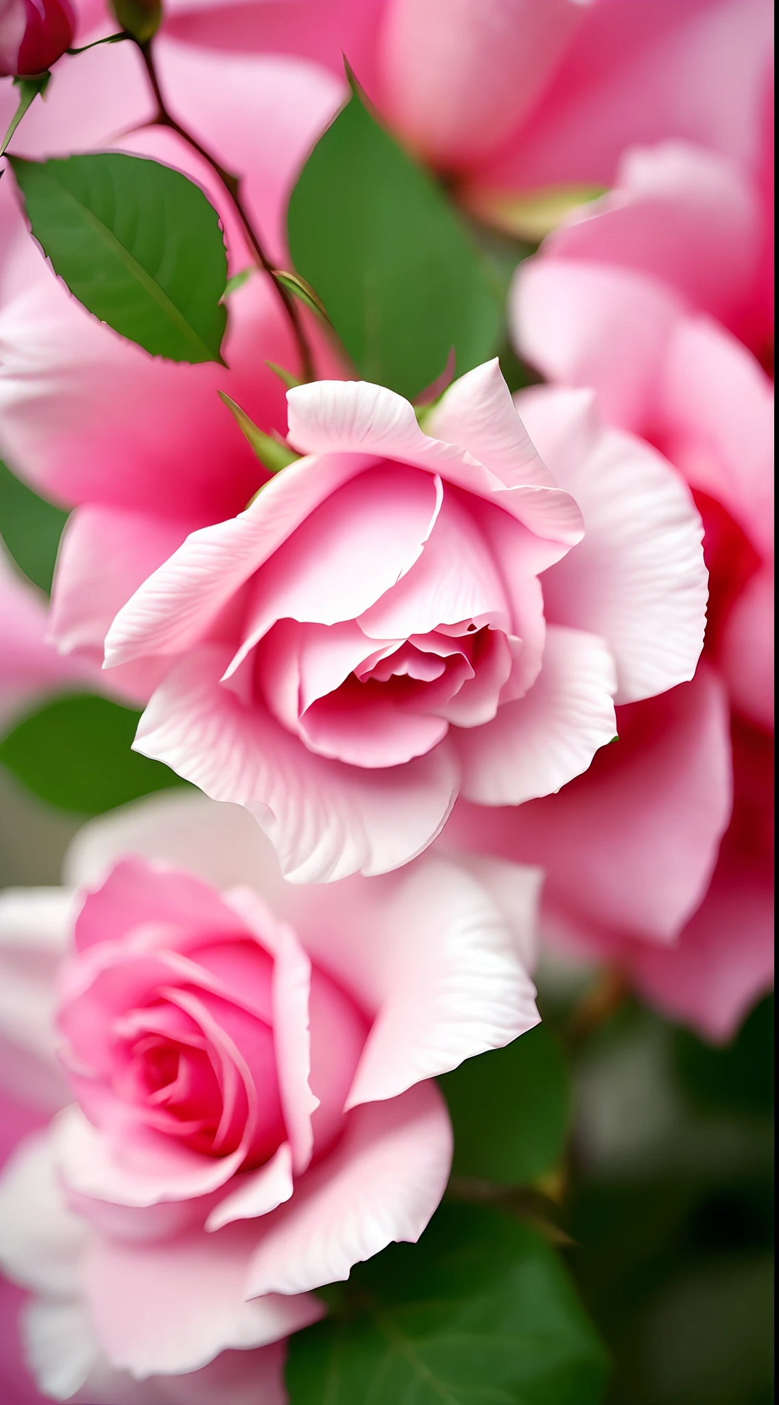 There are two pink roses that are in a vase - SeaArt AI
