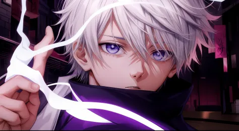 personagem de anime com cabelos brancos e olhos azuis segurando um raio, killua zoldyck retrato, killua zoldyck, melhor anime 4k...